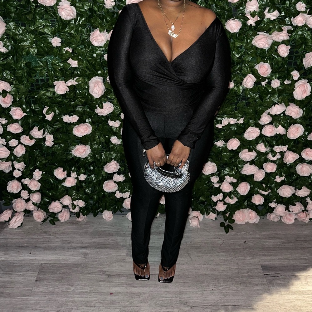 Long sleeve wrap top and pants set